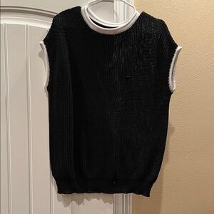 Elegant Black and White Women's Crewneck Sweater